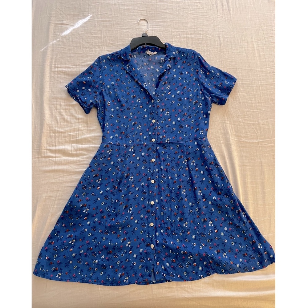 GAP Cobalt Blue TShirt Button Up Floral Dress
